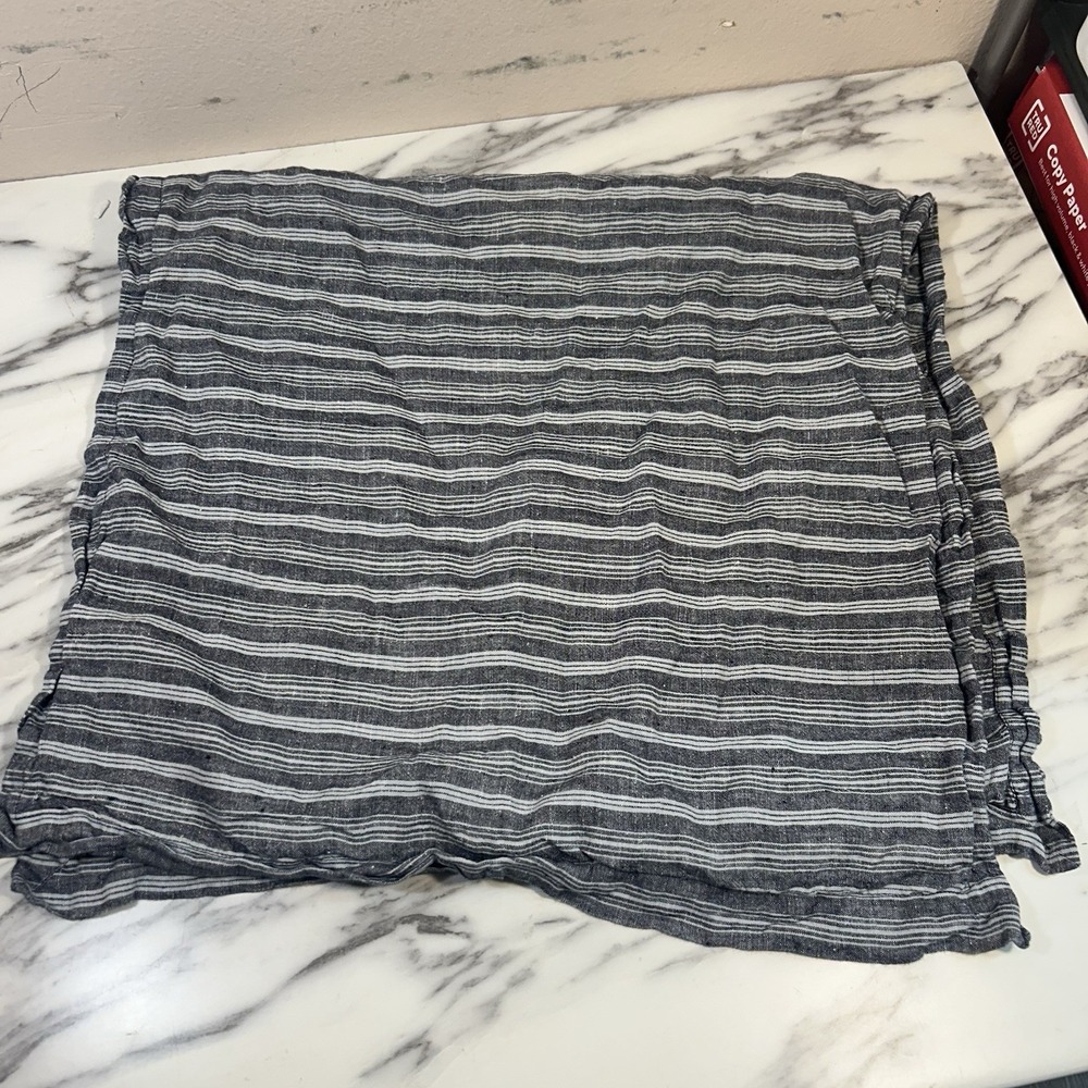 NOBLE EXCELLENCE Gray Striped 100% linen King Size pillow sham Pillowcase‎